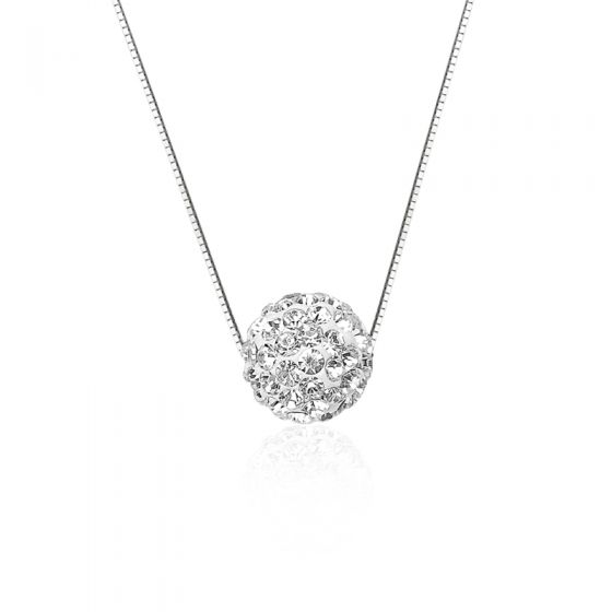 Simple Round Spherical White Trendy 925 Sterling Silver Lucky Necklace