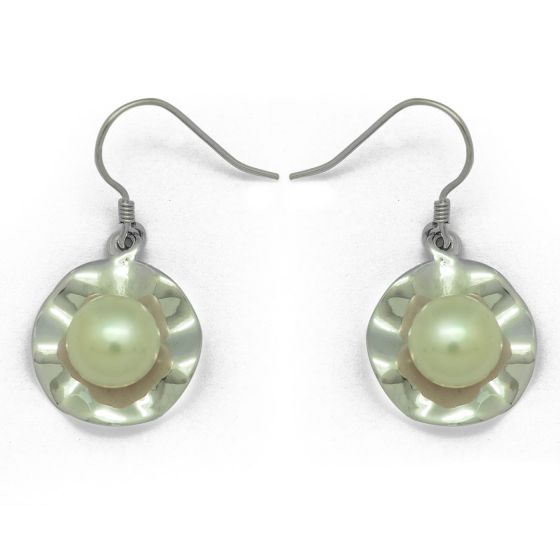 Boucles d'oreilles pendantes perle blanches naturelles en argent 925