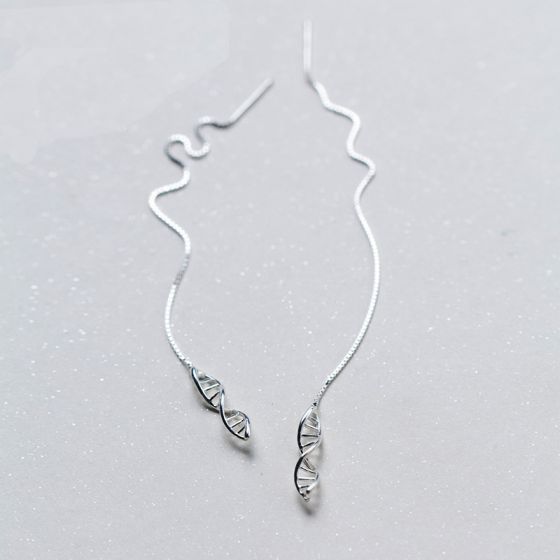 Fashion Curve Wave 925 Sterling Silver Spiral Dangle Earrings