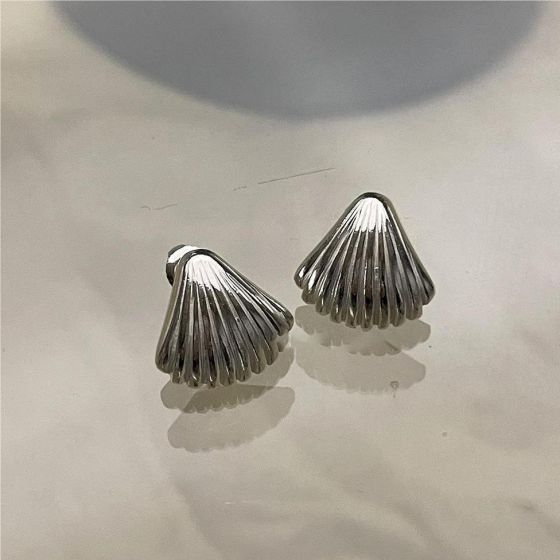 Casual Shell Shape 925 Sterling Silver Stud Earrings