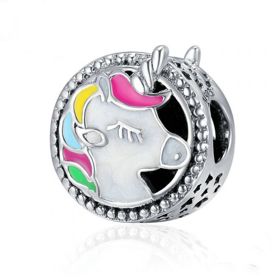 Fashion n Colorful 925 Sterling Silver Enamel Unicorn Charm