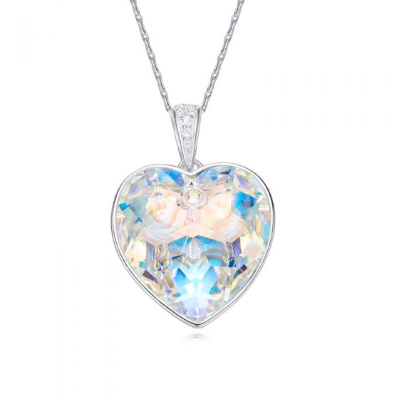 Модное синее сердце австрийский кристалл 925 серебро сладкое ожерелье