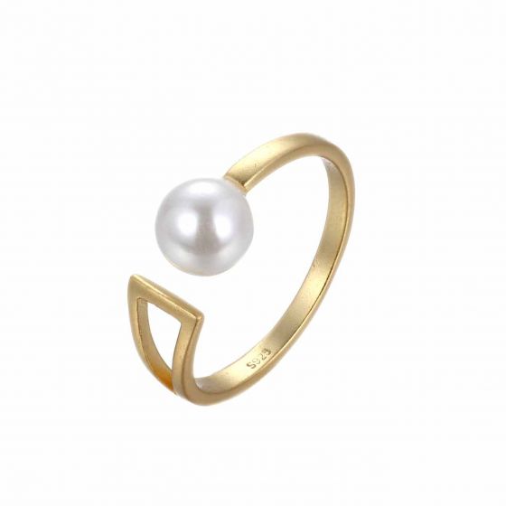 Classic Shell Pearl Triangle 925 Sterling Silver Adjustable Ring