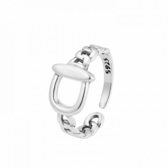 Sweet Hollow Lock Twisted 925 Silver Adjustable Ring