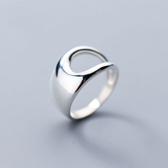 Simple Hollow D Shape 925 Sterling Silver Ring