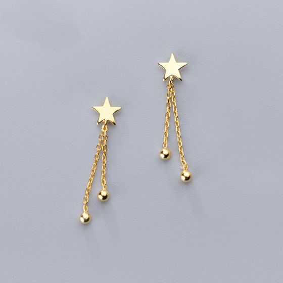 Boucles d'oreilles pendantes en argent sterling avec pendentif Fashion Star Tassel
