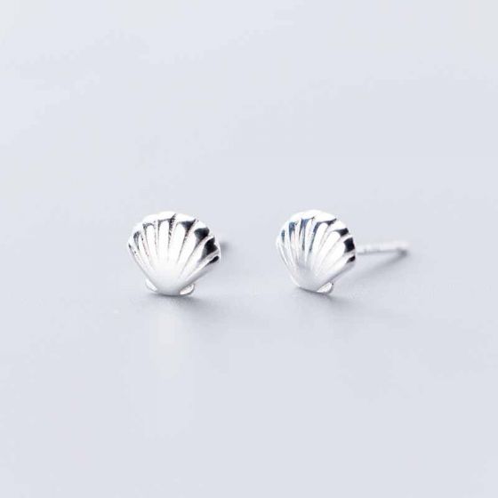 Cute Mini Shell 925 Sterling Silver Stud Earrings