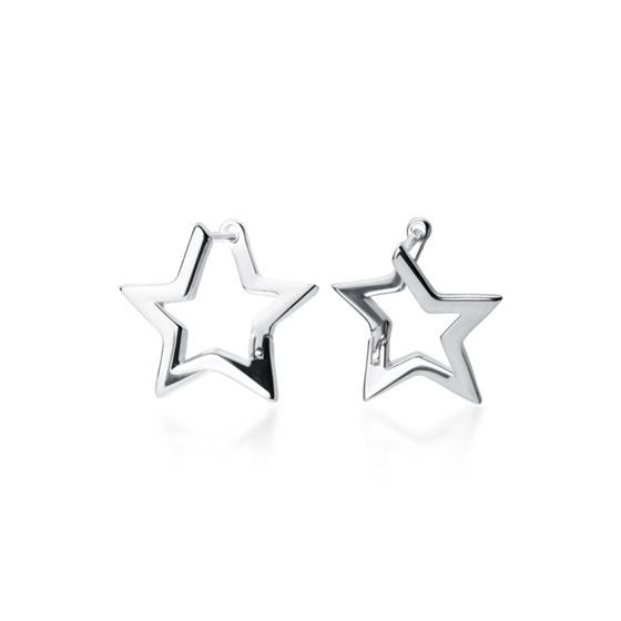 Mini Hollow Star 925 Pendientes Leverback de plata esterlina