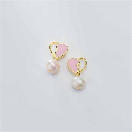 Boucles d'oreilles pendantes en argent sterling 925 avec perles de coquillage brisées roses