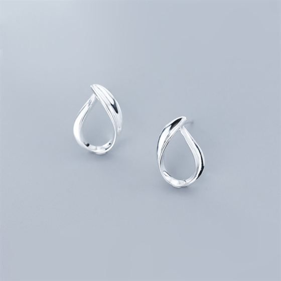 Simple Hollow Waterdrop 925 Sterling Silver Stud Earrings