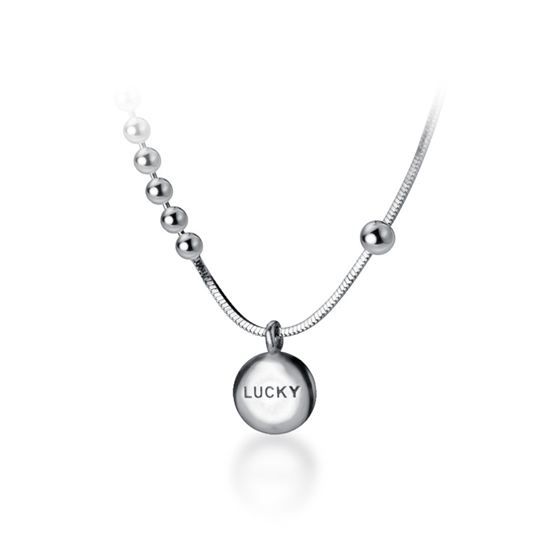 Party Lucky Letters Round Beads Collar de plata esterlina 925