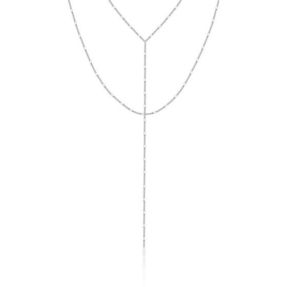 Collar de plata esterlina 925 de doble capa en forma de Y