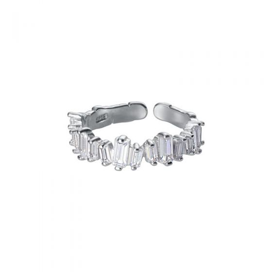 Modern Rectangle Shining CZ 925 Sterling Silver Adjustable Ring