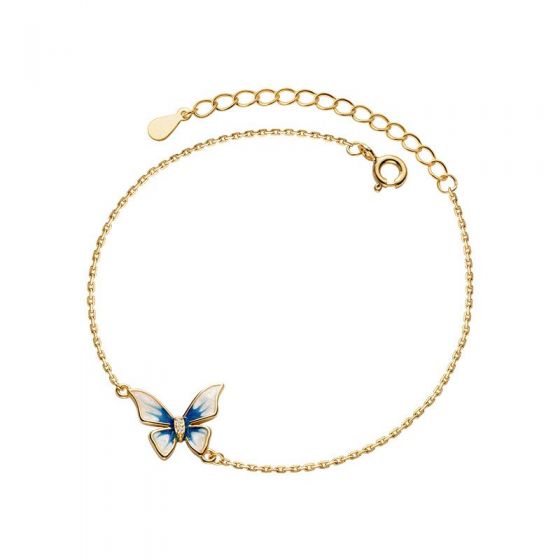 Girl Flying Butterfly 925 Sterling Silver Bracelet