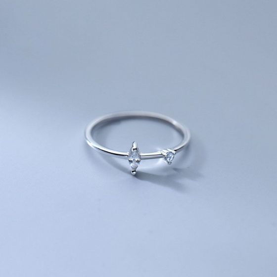 Simple Oval CZ 925 Sterling Silver Adjustable Ring