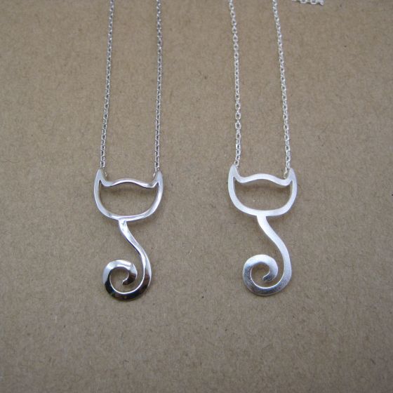 Модное Простой подарок Cute Cat 925 Серебряное ожерелье
