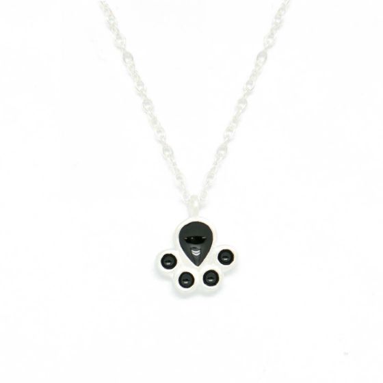 Cute Sweet Black Bear Paw Footprint 925 Серебряное ожерелье