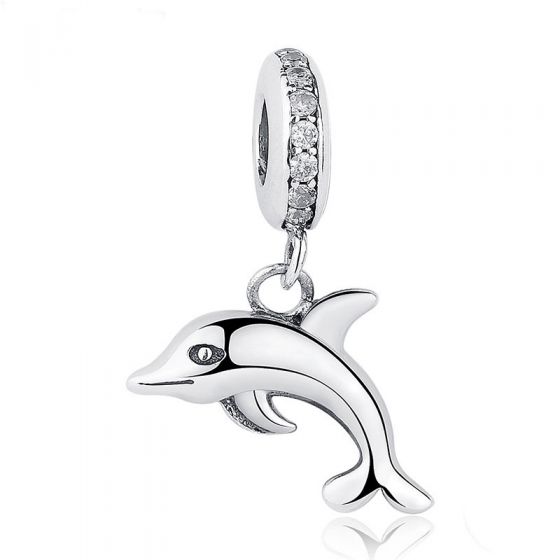 Encanto del delfín del salto del mar de la plata esterlina de la manera 925