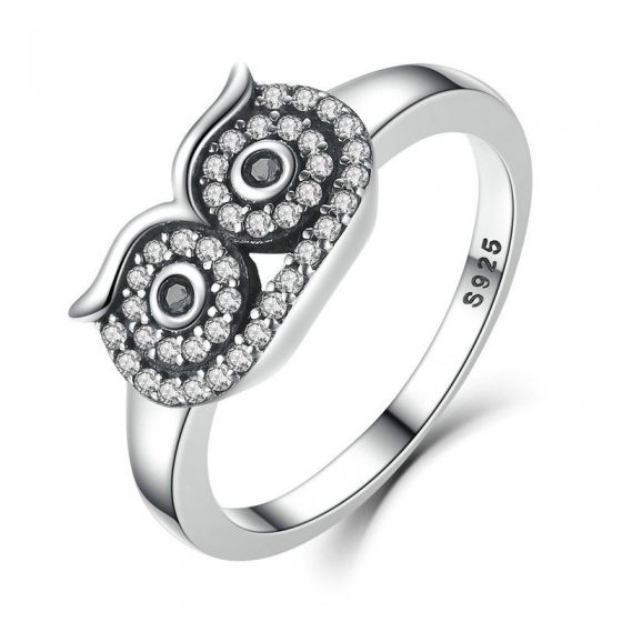 Sweet CZ Owl 925 Silver Ring