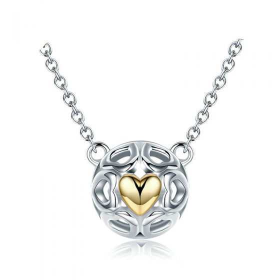 Sweet Hollow Hearts Balls 925 Silver Necklace