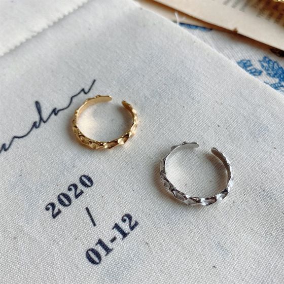 2020 Nuevo anillo ajustable de plata de ley 925 con geometría irregular