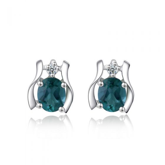 Blue Natural Sapphire Secret Garden Gift 925 Sterling Silver Studs Earrings