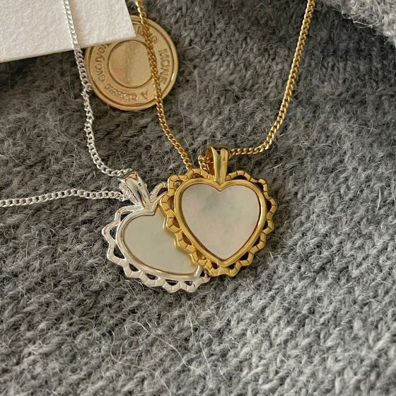 Ожерелье Girl Shell Heart Lace из стерлингового серебра 925 пробы