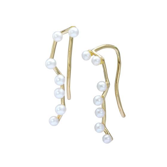Gift Natural Pearl Big Dipper 925 Sterling Silver Non-Pierced Earrings (Single Piece)