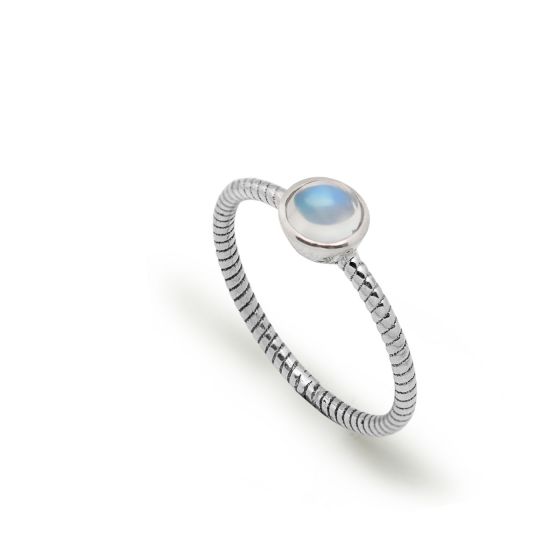 Natural Blue Moonstone Simple 925 Sterling Silver Ring