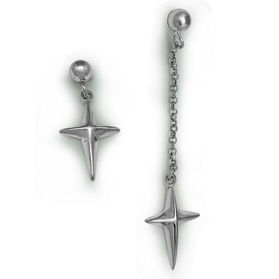 Asymmetry Cross 925 Sterling Silver Dangle Earring(Single)