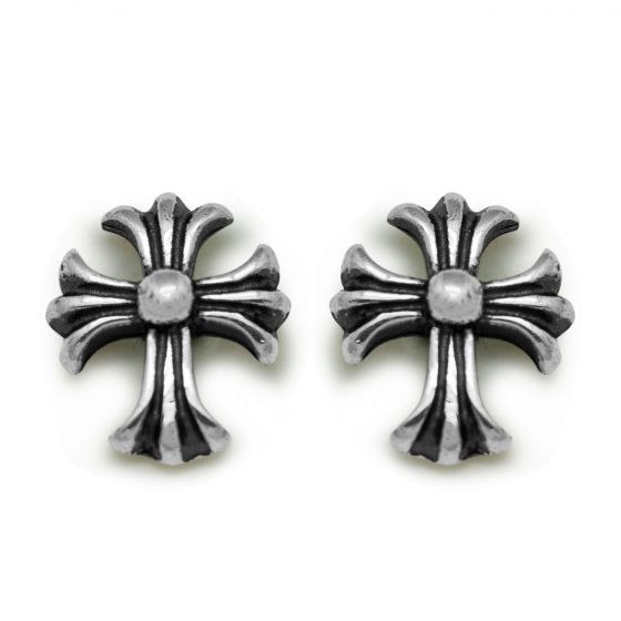 Vintage Cross Flower 925 Sterling Silver Studs Earrings