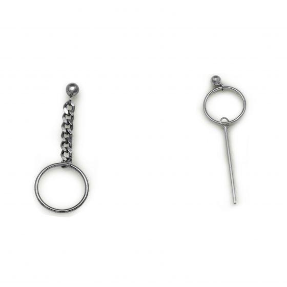 Asymmetry Tassel Chain Round 925 Sterling Silver Dangle Earrings