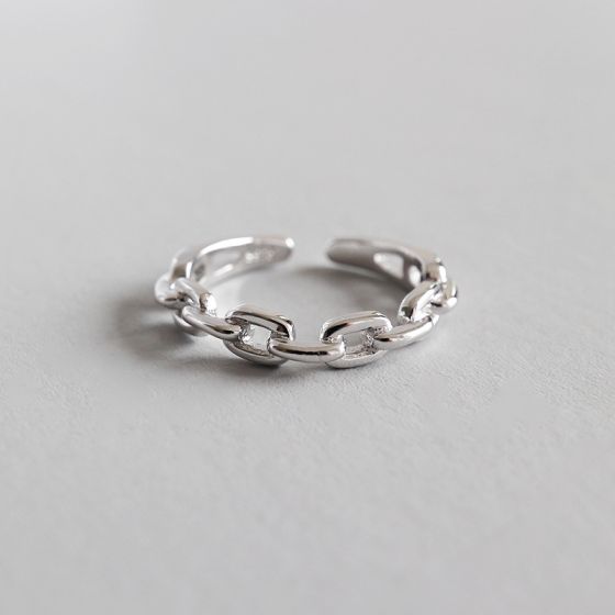 Hollow Chain 925 Sterling Silver Adjustable Ring