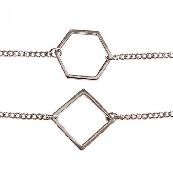 Simple Hollow Geometric Shape Solid 925 Sterling Silver Adjustable Bracelet