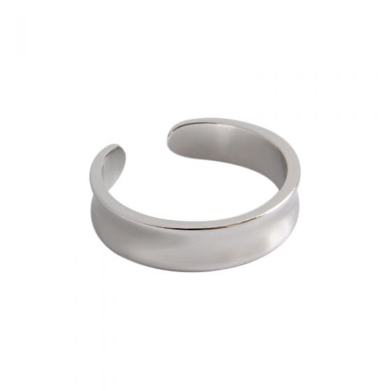 Simple Concave 925 Sterling Silver Adjustable Ring