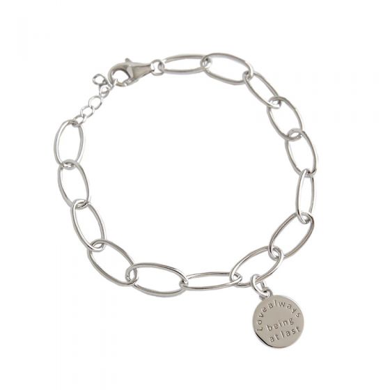 Bracelet chaîne simple en argent sterling avec lettres Tag 925