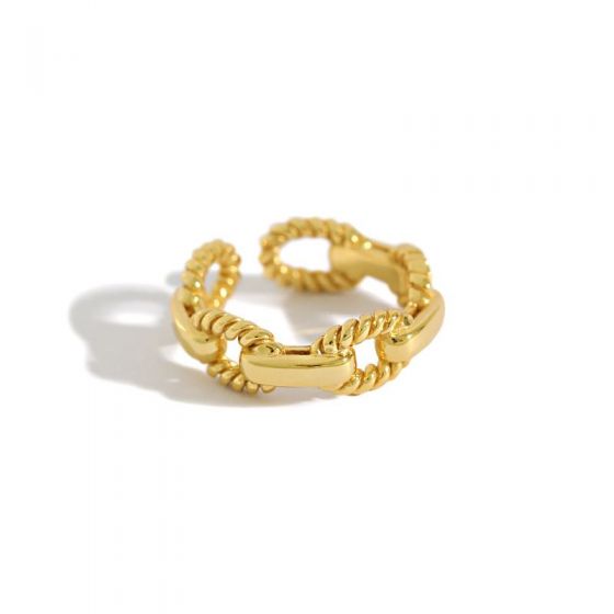 Модное регулируемое кольцо с витой полой цепочкой из стерлингового серебра 925 пробы