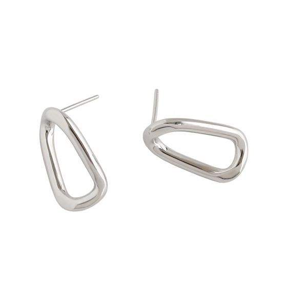 Geometry Irregular Hollow 925 Sterling Silver Stud Earrings