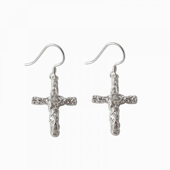 Fashion Irregular Cross 925 Sterling Silver Dangling Earrings