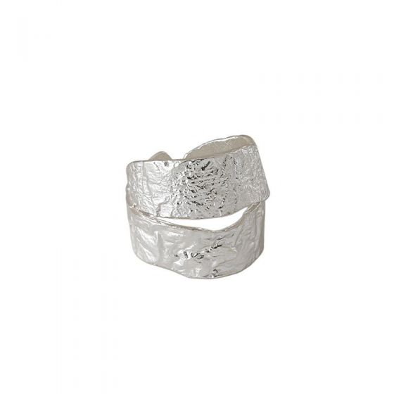 Double Layer Irregular Face 925 Sterling Silver Adjustable Ring
