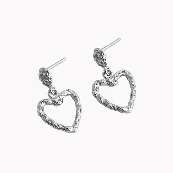 Classic Hollow Irregular Heart Love 925 Sterling Silver Dangling Earrings