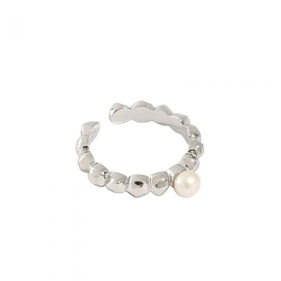 Natural Pearl Beads 925 Sterling Silver Adjustable Ring