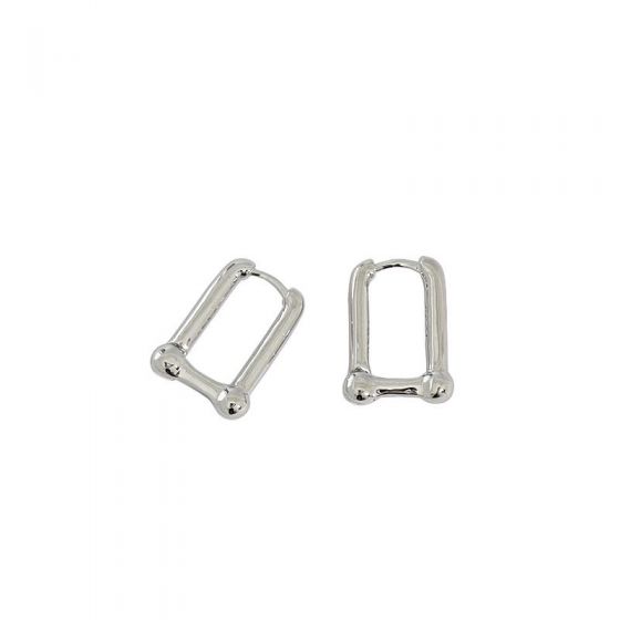 Geometry Hollow Rectangle U Shape 925 Sterling Silver Hoop Earrings