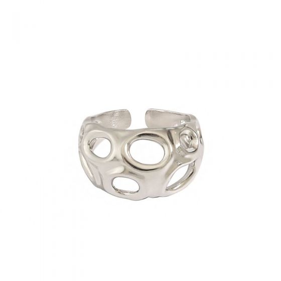Minimalism Irregular Hollow Ghost 925 Sterling Silver Adjustable Ring