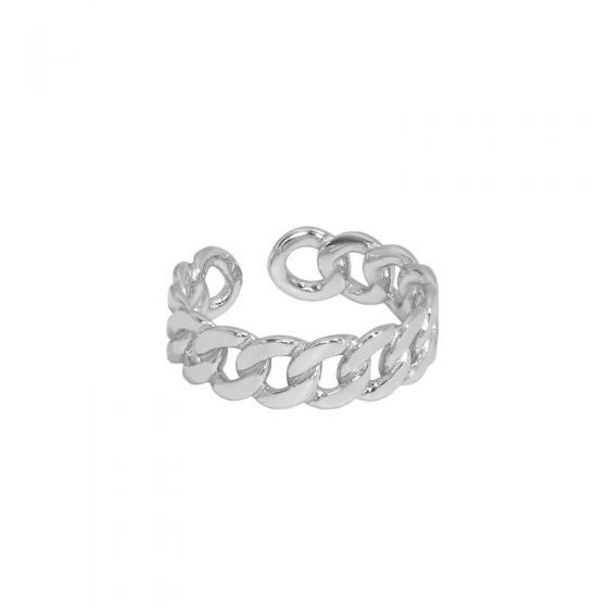 Регулируемое кольцо с полой цепочкой из стерлингового серебра 925 пробы