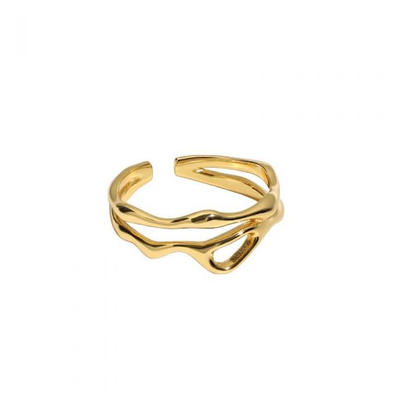 Модное нерегулярное полое регулируемое кольцо из стерлингового серебра 925 пробы