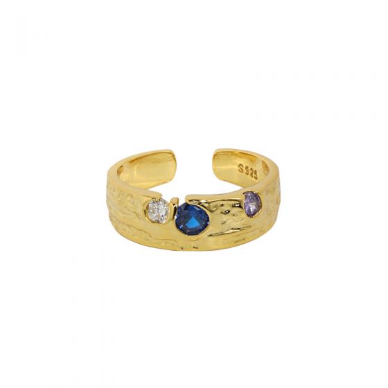Модное красочное нерегулярное регулируемое кольцо из стерлингового серебра 925 пробы CZ
