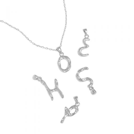 Simple Irregular Letters A-Z 925 Sterling Silver Pendant