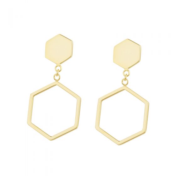 Geometry Hollow Hexagon 925 Silver Dangling Earrings