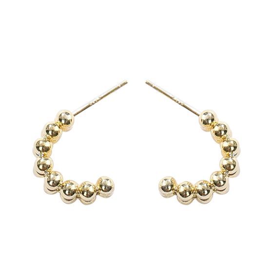 Fashion Beads C Shape 925 Sterling Silver Stud Earrings